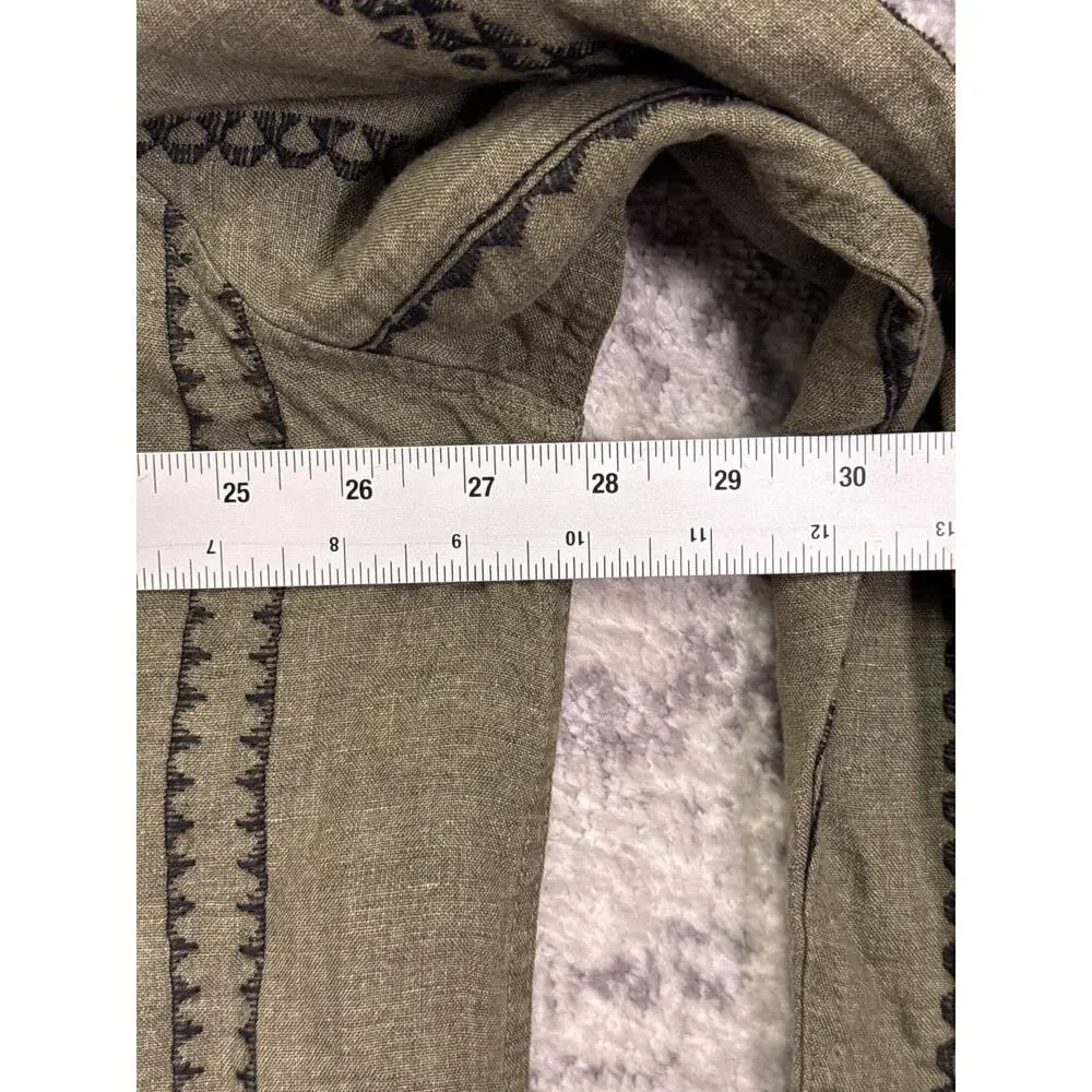 Banana Republic Shirt XXL Mens Standard Fit Embroidered Long Sleeve Resort Linen